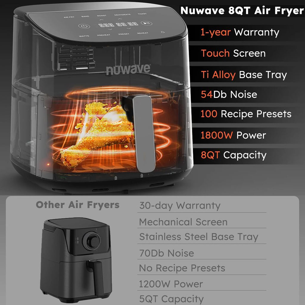 Black 8QT Digital Touchscreen Airfryer J834588