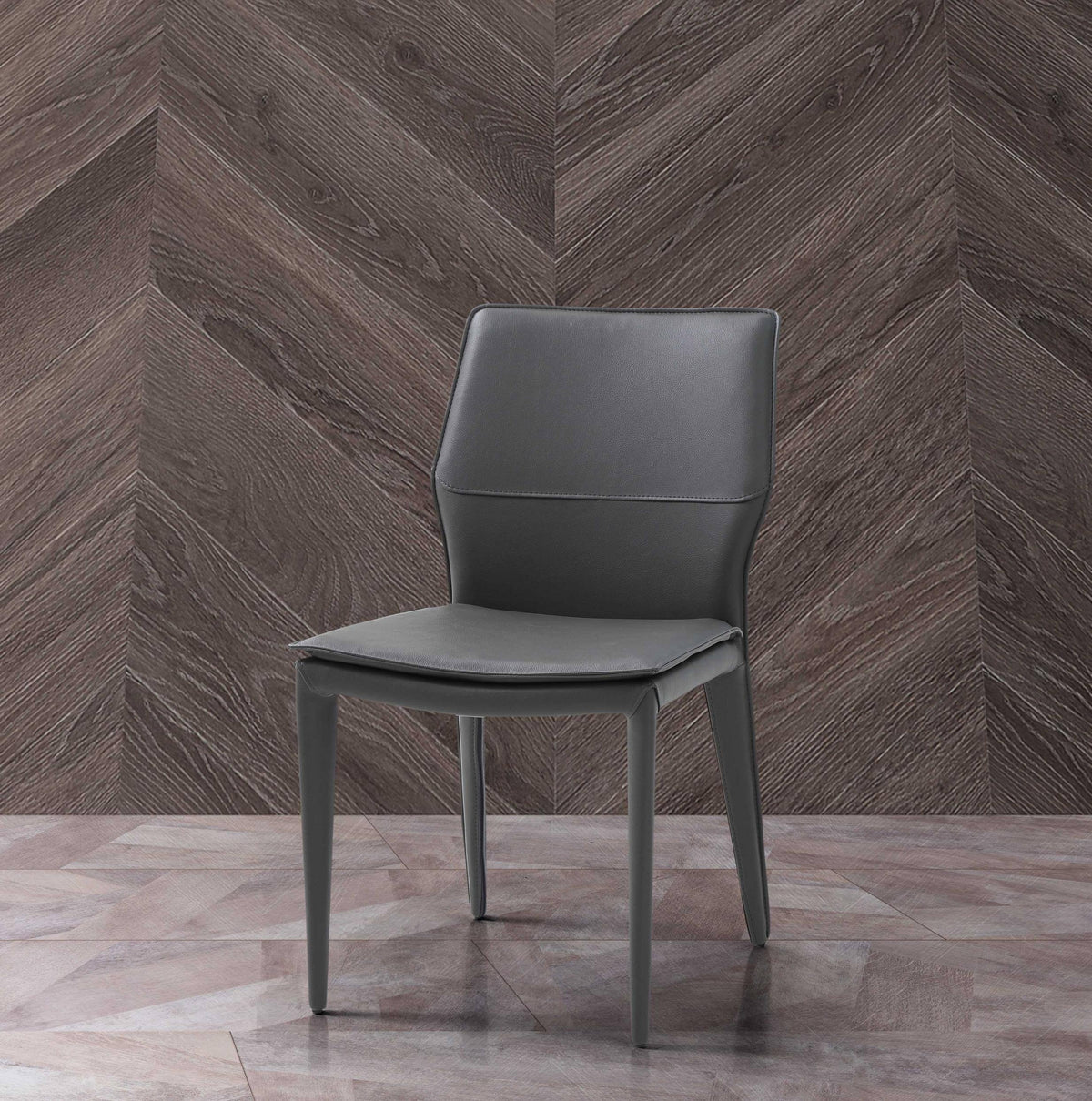 Dark Faux Leather Metal Dining Chair I6383