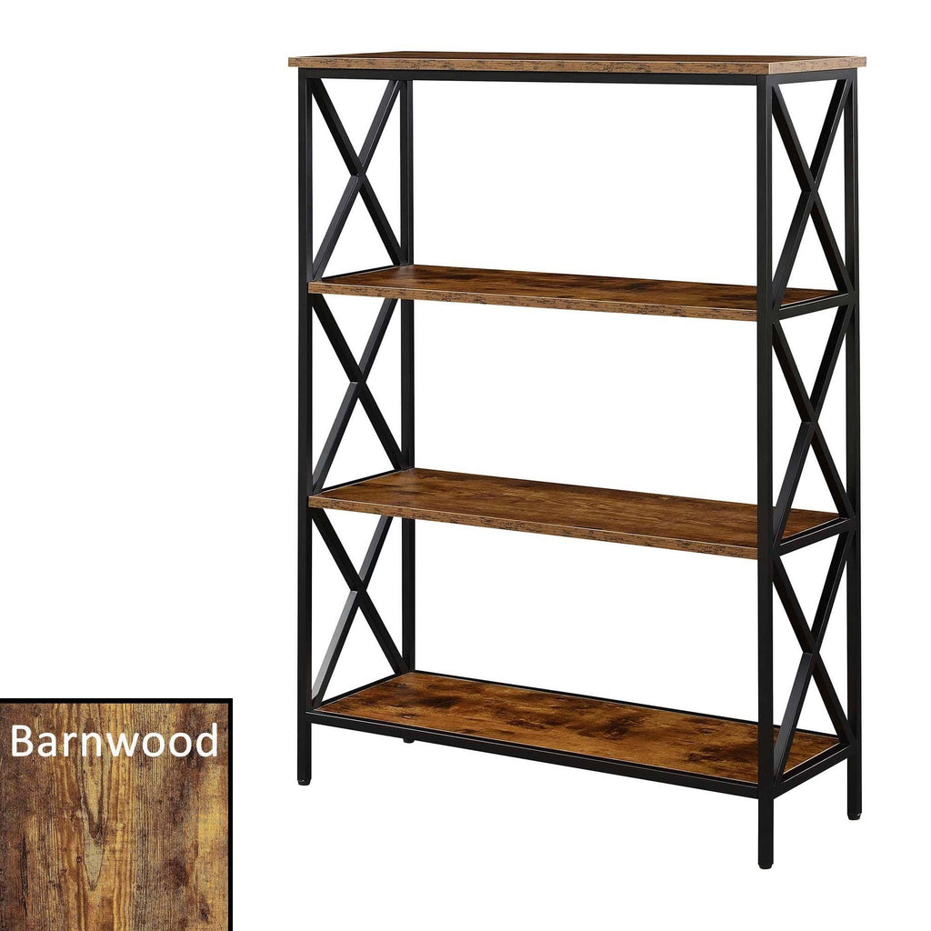 Metal and Wood 4-Shelf Bookcase Grey L7060