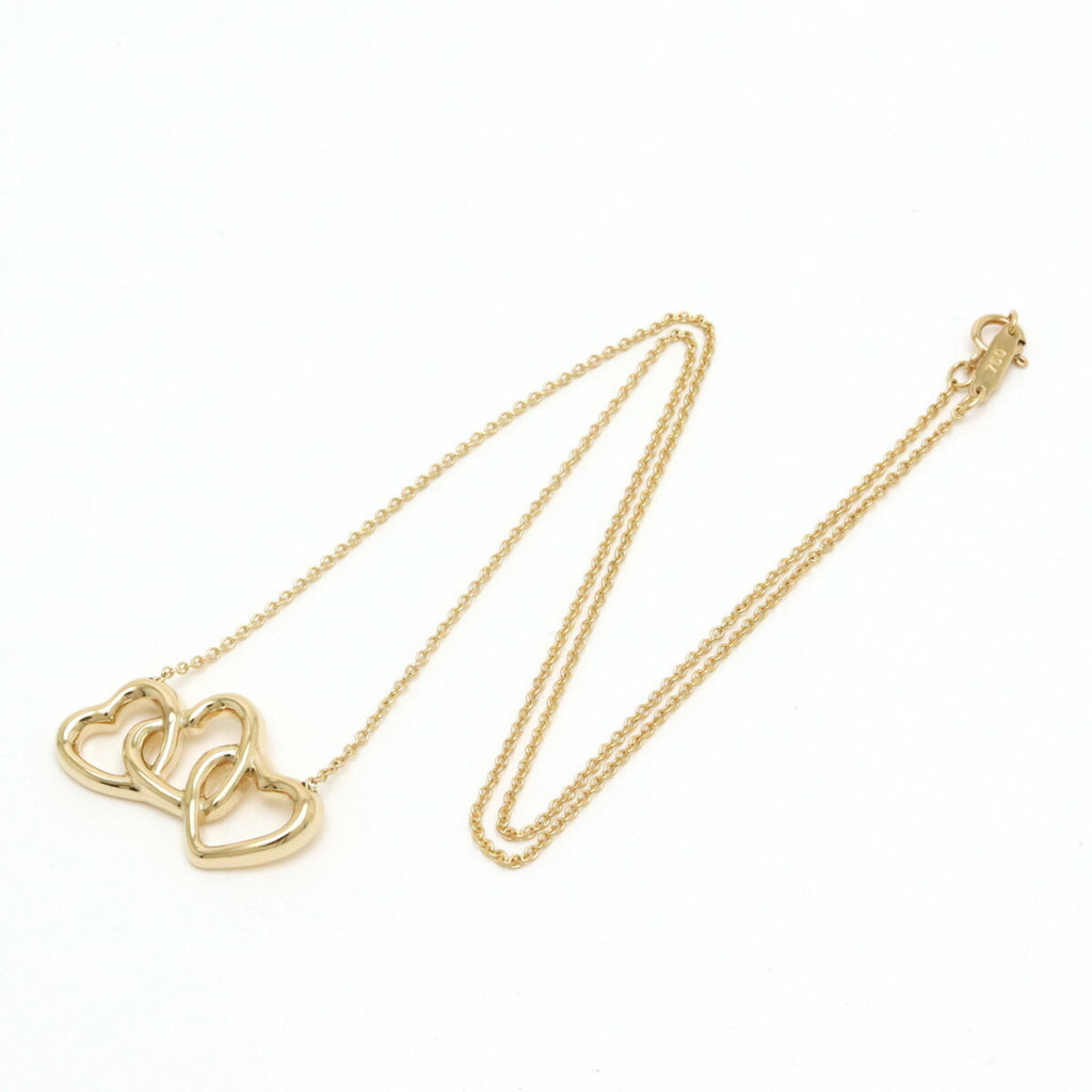 Tiffany Triple Open Heart Pendant Necklace Yellow Gold Y740930