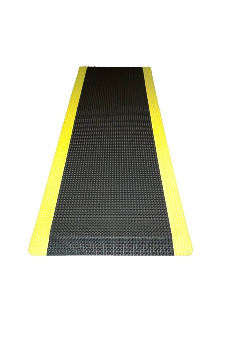 Anti-Fatigue Mat Black with Yellow Borders 4 ft. x 13 ft. x 0.63 in. S4638