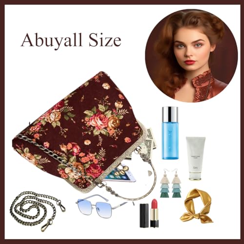 Floral Top-Handle Handbag, Kiss Lock Evening Bag O792716