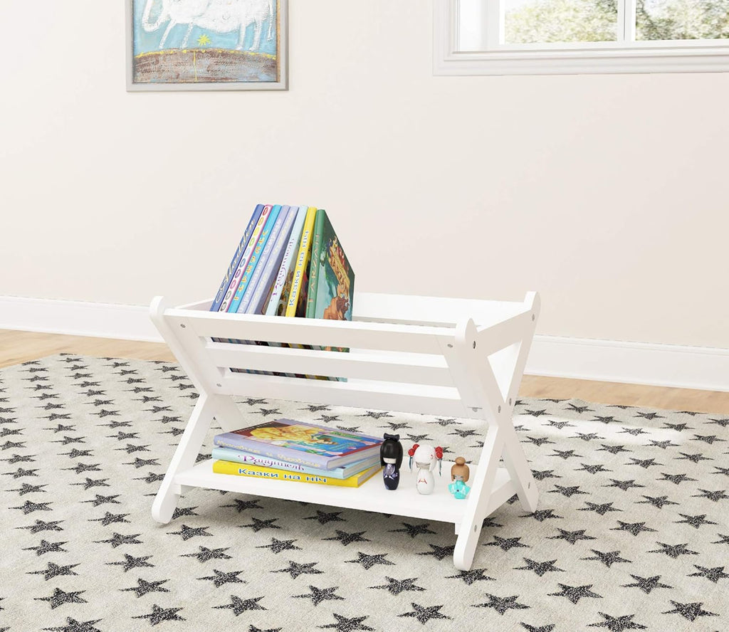 White (Grey) Pack of 2 Kids Bookcase Storage Organizer W41399