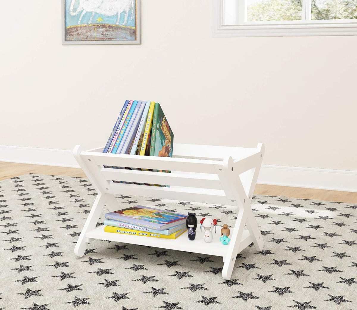 White (Grey) Pack of 2 Kids Bookcase Storage Organizer W41399