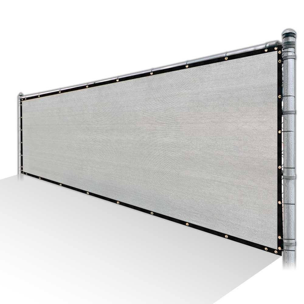 Grey Privacy Fence Screen HDPE Mesh Windscreen with Reinforced Grommets Y26858