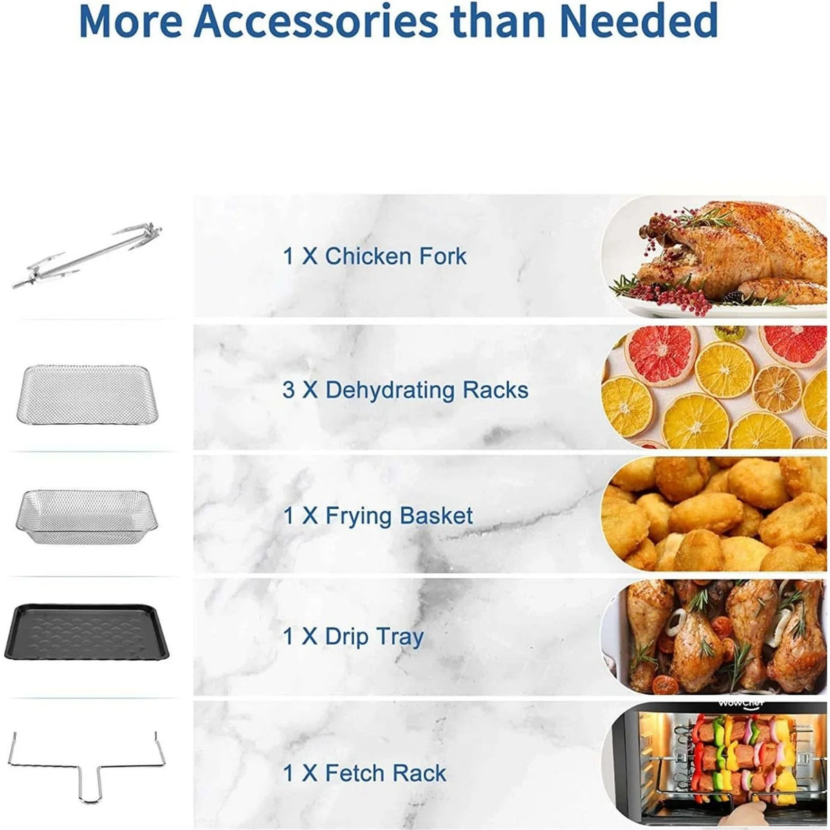 Black Countertop Oven with Air Fryer, Rotisserie, Dehydrator, 9 Accessories E957
