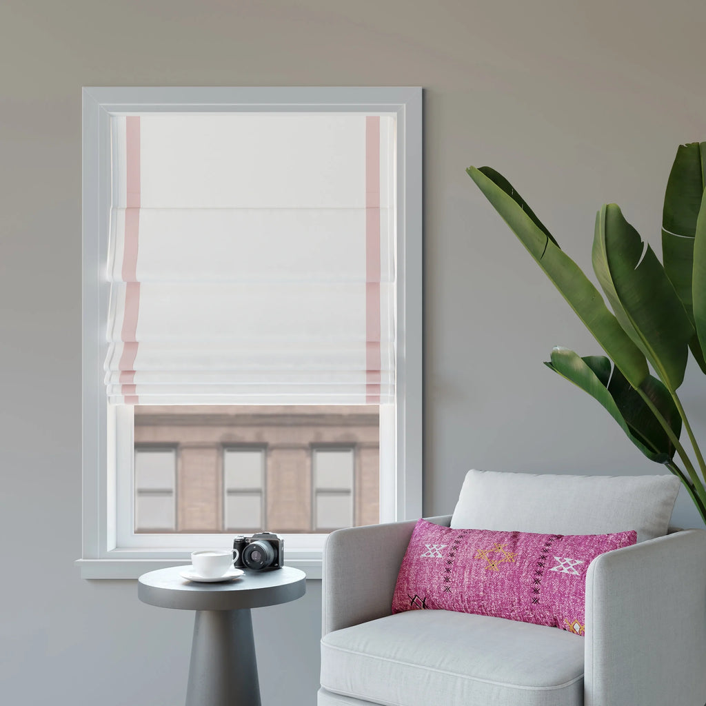 Pink Ribbon Border 100% Blackout Cordless Roman Shade, 39"x64" W64455