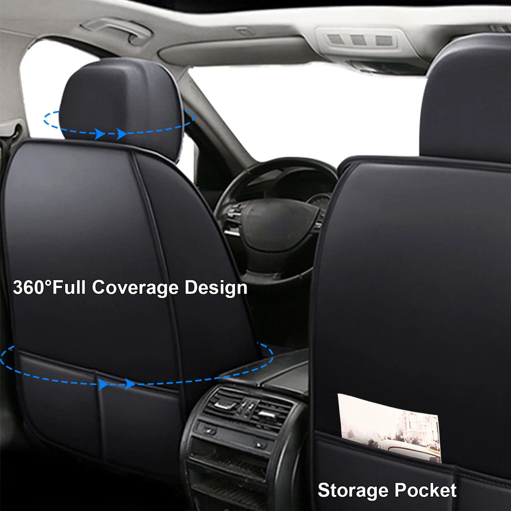 Black Waterproof Pu Leather Full Set Car Seat Covers D66618