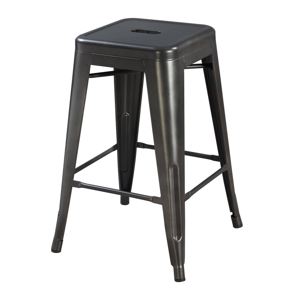 Gunmetal Grey 24-Inch Bar Stool Set of 2 E663610