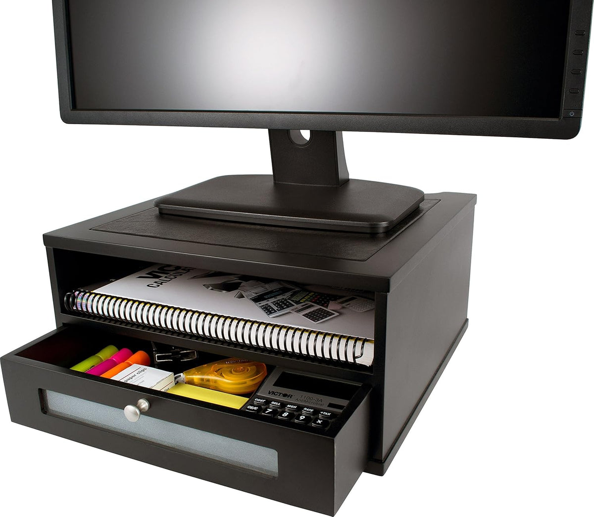 Midnight Black Wood Monitor Stand/Riser C323