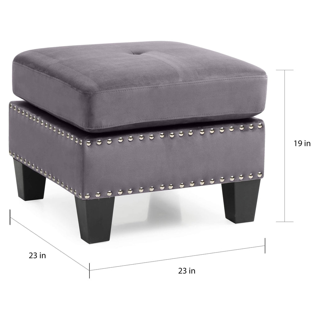 Navy Blue Tufted Velvet Ottoman I4643