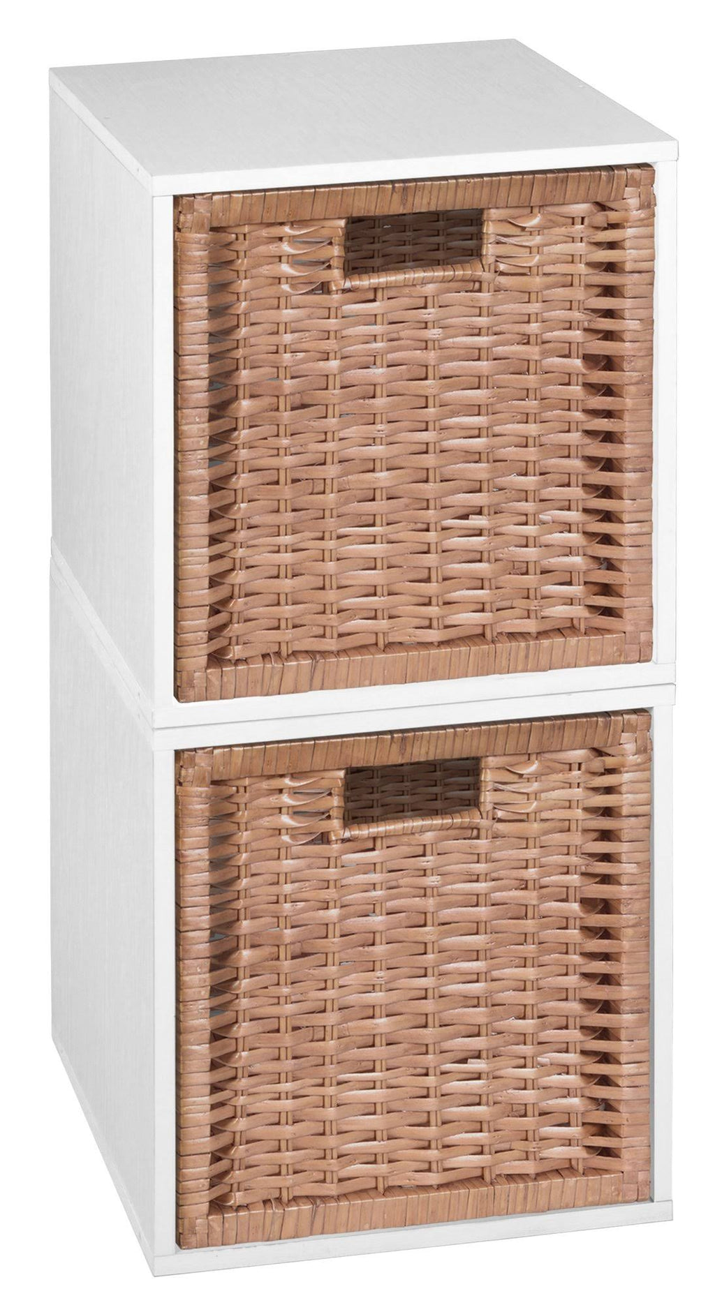 Truffle/Natural 2 Cubes and 2 Wicker Baskets Storage Set Y220866