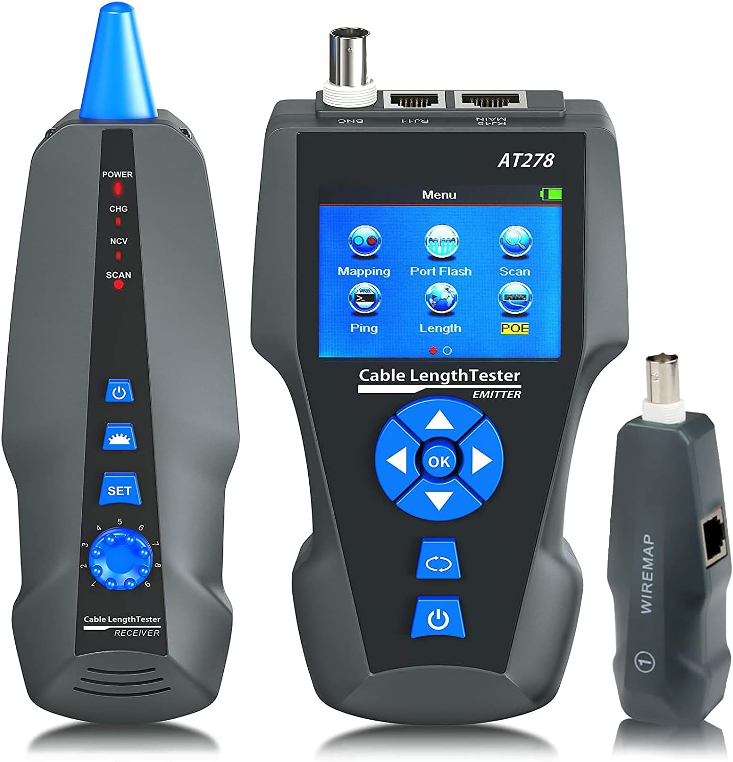 Network Cable Tester, Wire Tracker for RJ45, RJ11, BNC, Metal Cable, PING, POE, Pack of 2 I31384