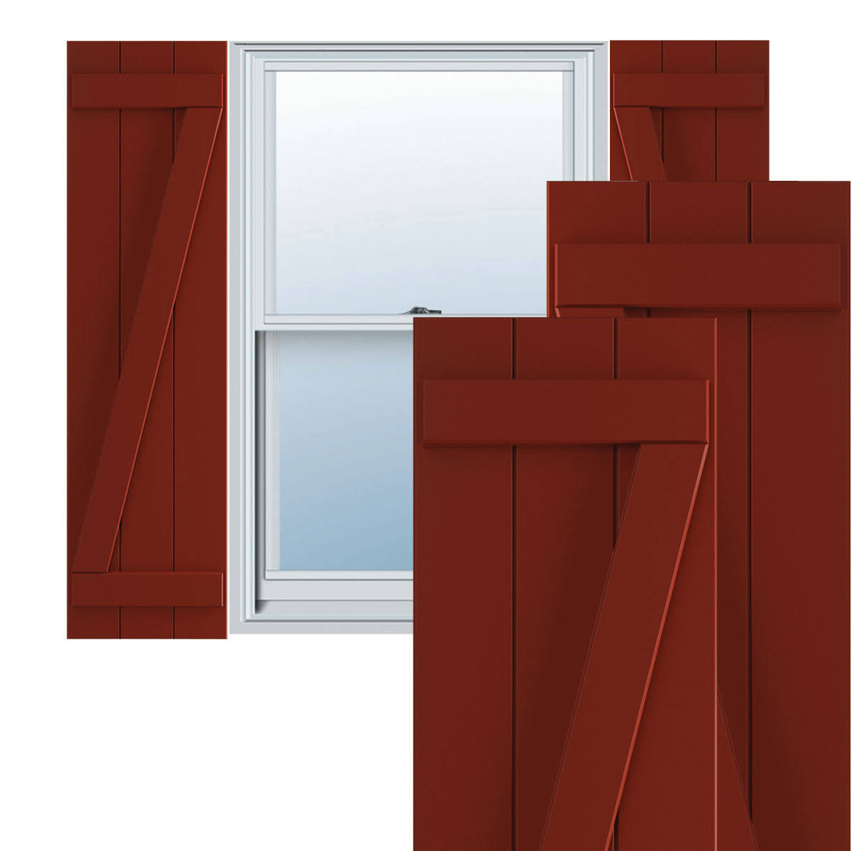 Pepper Red PVC Board and Batten Shutters, Per Pair F9644