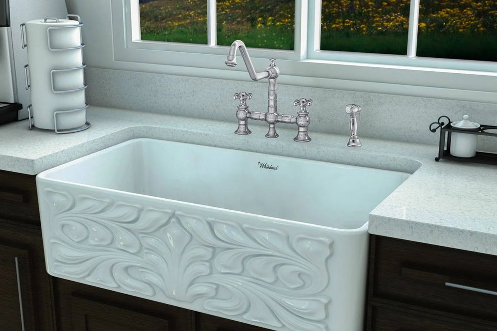 Oil Rubbed Bronze Bridge Faucet with Cross Handles and Side Spray Z7292