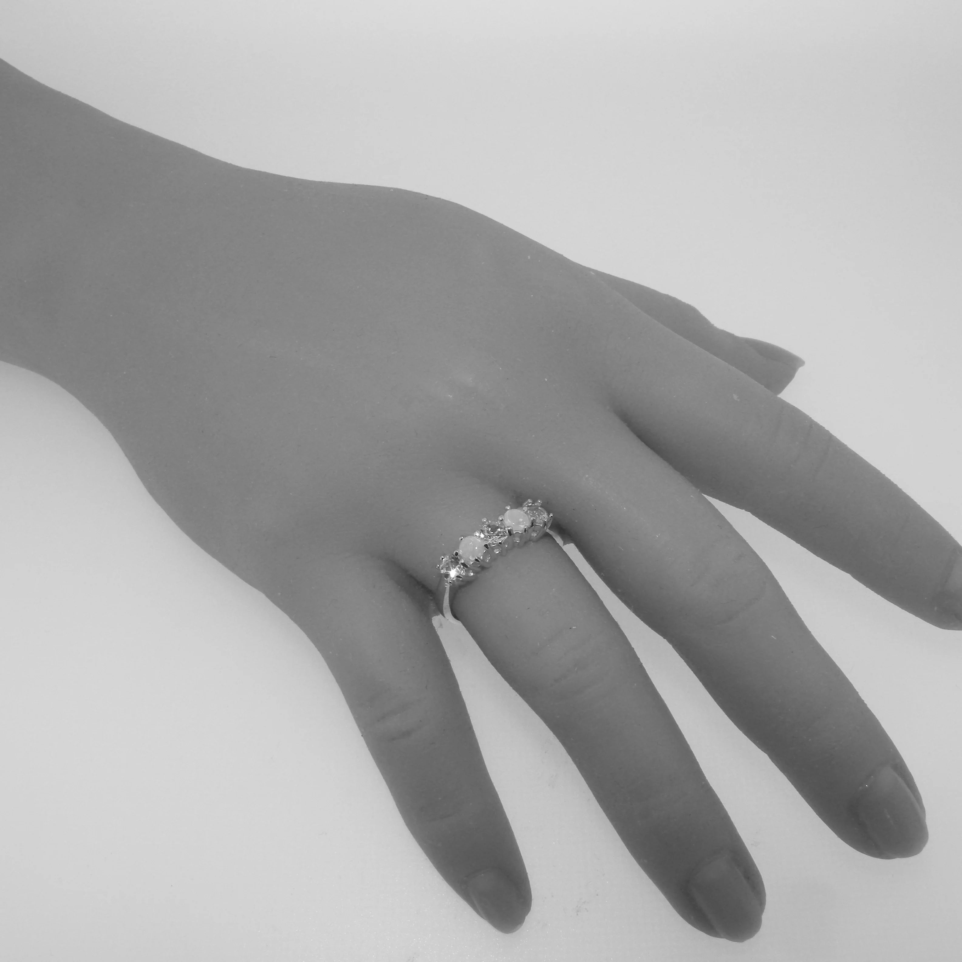 Sterling Silver Citrine & Opal Eternity Ring Size 10 Z382002