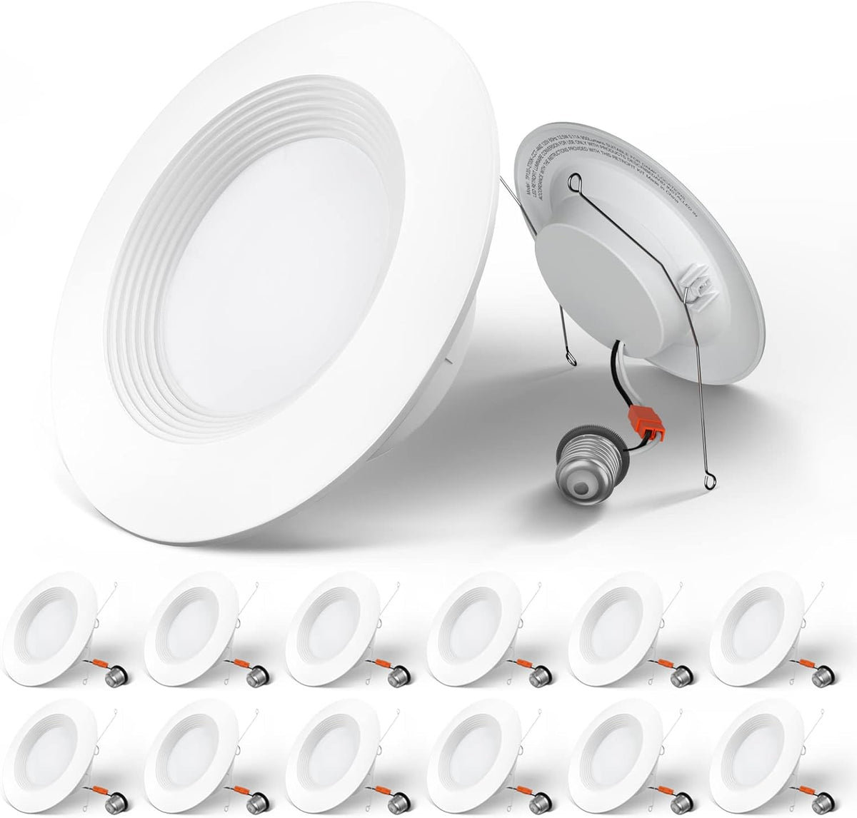 5/6 inch 3CCT LED Recessed Lighting 12 Pack, Dimmable, IC Damp Rated, 12.5W=100W, 950LM Can Lights with Baffle Trim, 3000K/4000K/5000K Selectable, Pack of 2 B35480