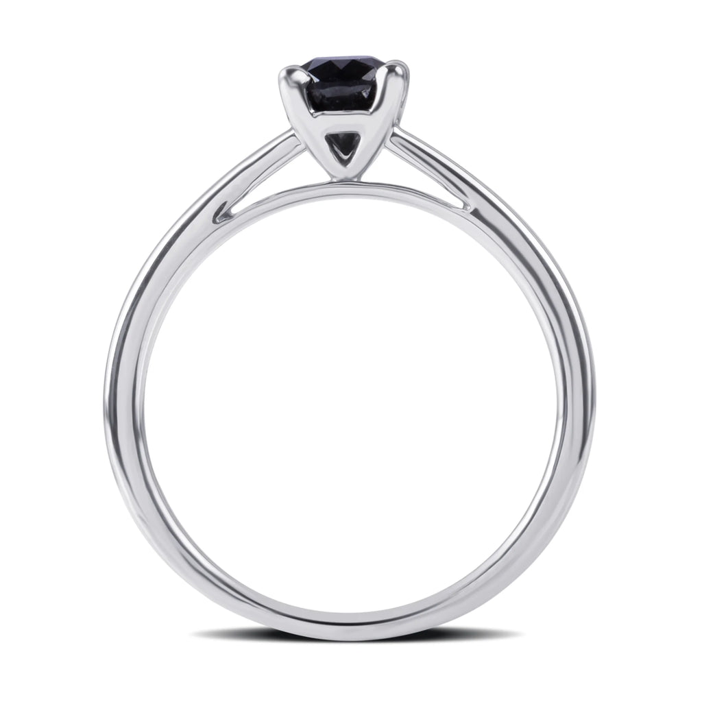 Black Diamond Solitaire Ring in Sterling Silver U705365