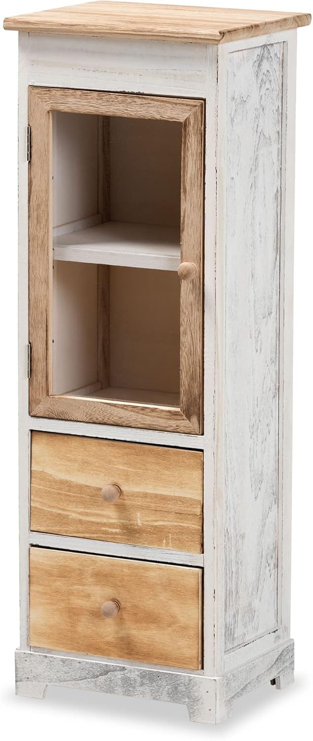 Oak Brown Antique White Shelving and Cabinets L6574
