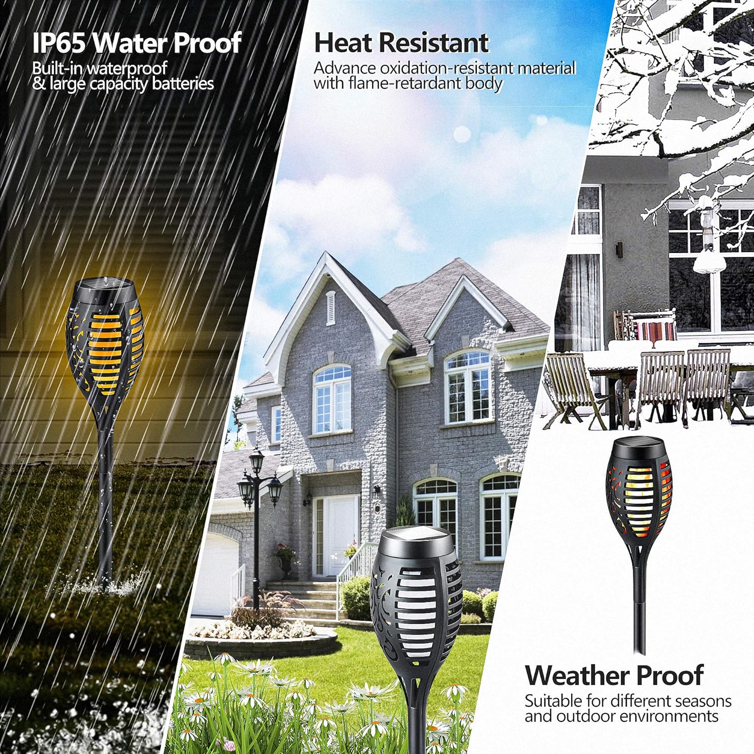 Solar Torch Lights Outdoor Garden Lawn Lights with Realistic Flickering Flames K35420