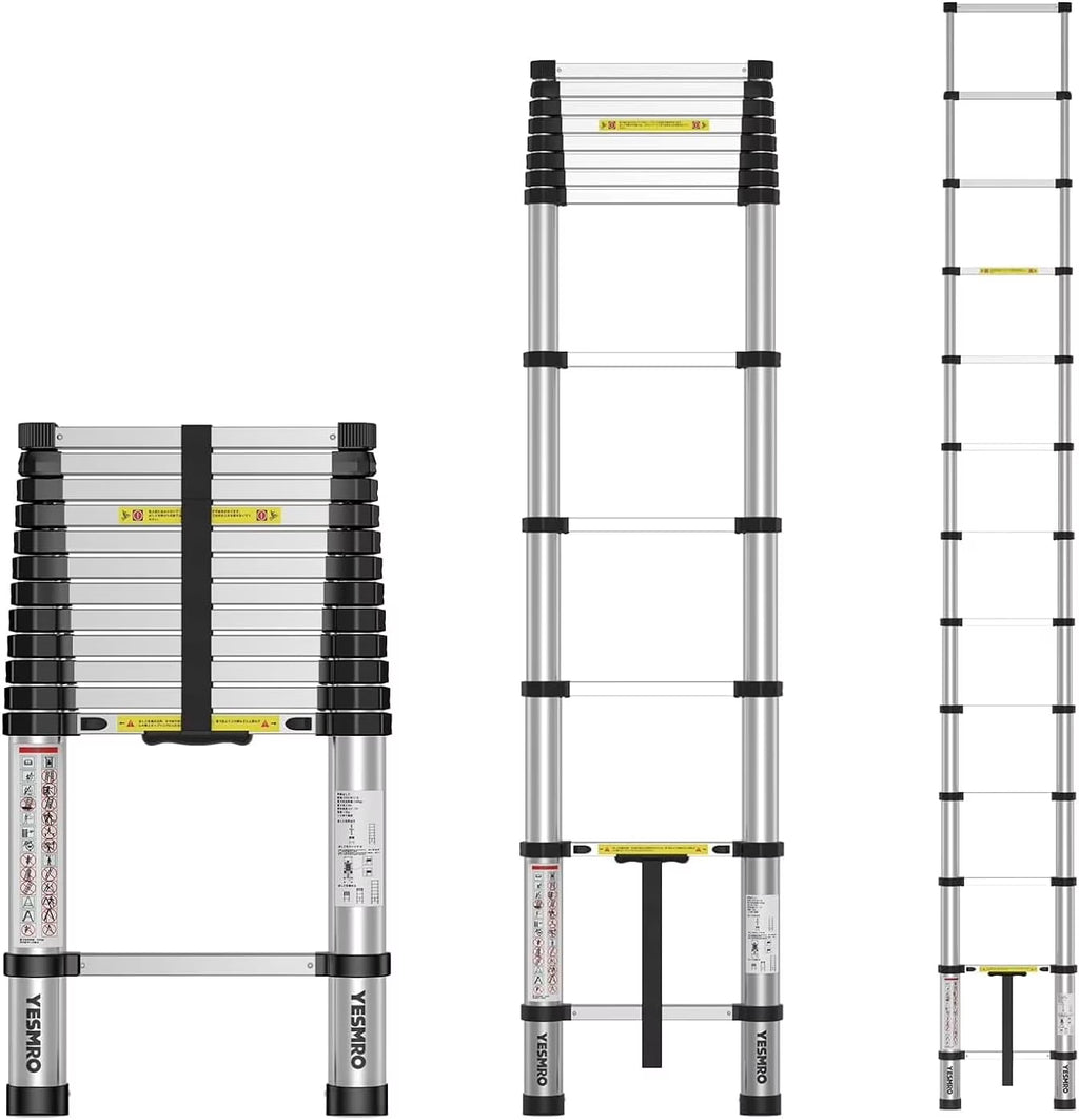 Telescoping Ladder 12.5ft, Aluminum Collapsible, Heavy Duty 330lbs, Non-Slip V18994