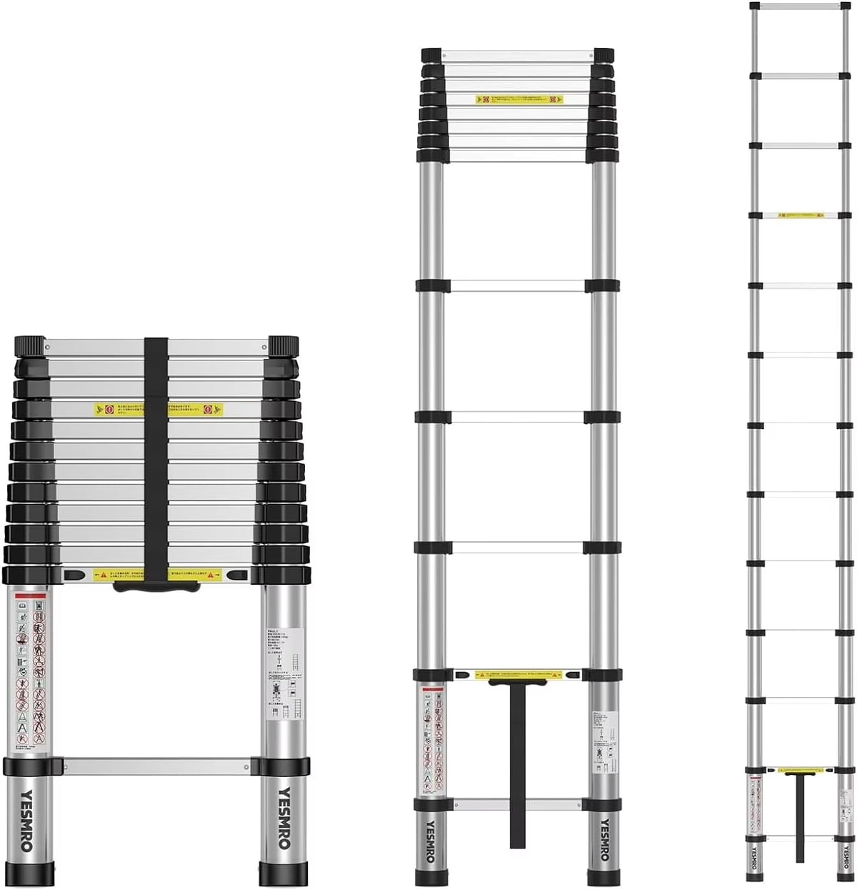 Telescoping Ladder 12.5ft, Aluminum Collapsible, Heavy Duty 330lbs, Non-Slip V18994