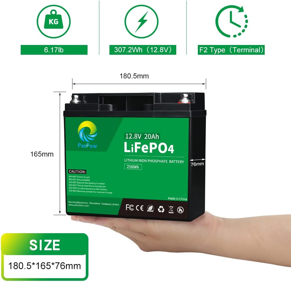 12V 20Ah LiFePO4 Lithium Iron Phosphate Battery with Built-in BMS P672