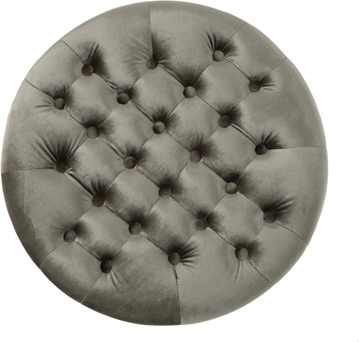 Grey Velvet Tufted Ottoman V9371