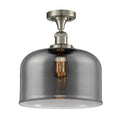 Large Bell 1 Light Semi-Flush Mount Brushed Satin Nickel R19667