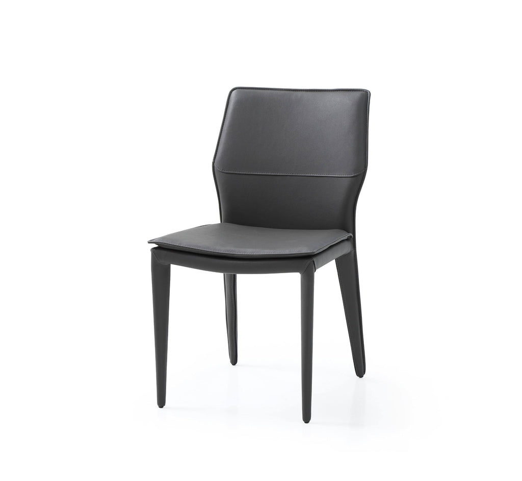 Dark Faux Leather Metal Dining Chair I6383