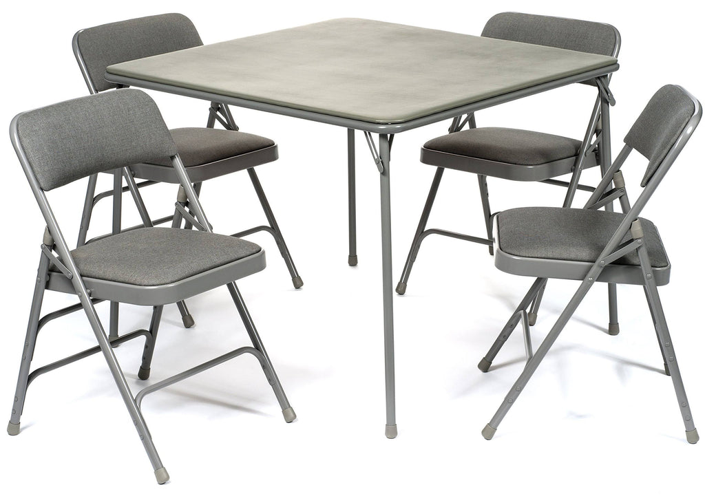 Folding Card Table and Fabric Padded Chair Set, Gray M21497