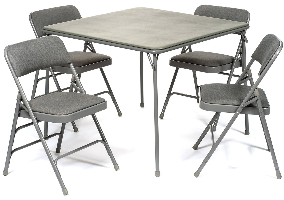 Folding Card Table and Fabric Padded Chair Set, Gray M21497