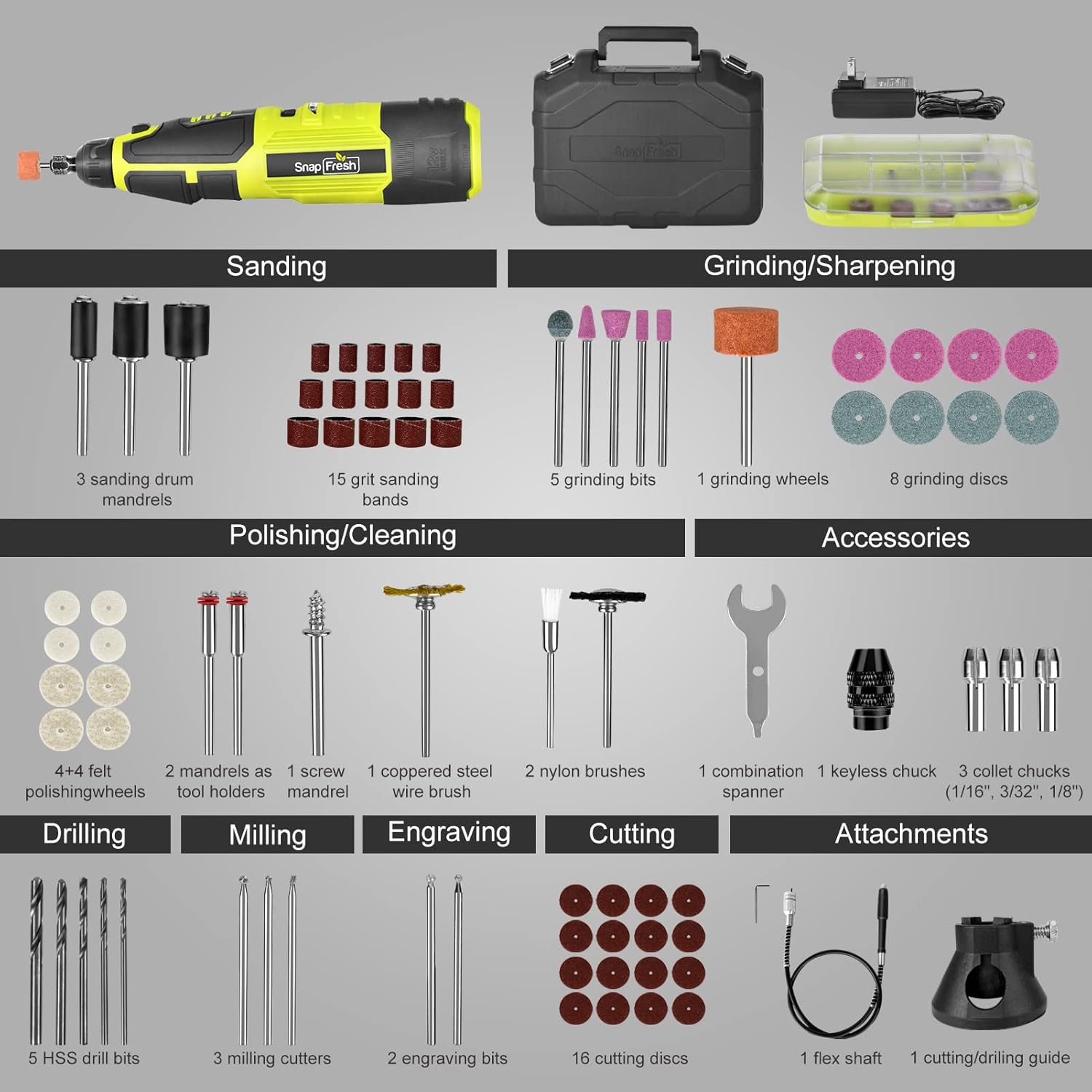12V Cordless Rotary Tool Kit, 77 Accessories, Flex Shaft, Universal Keyless Chuck, Pack of 2 G503082