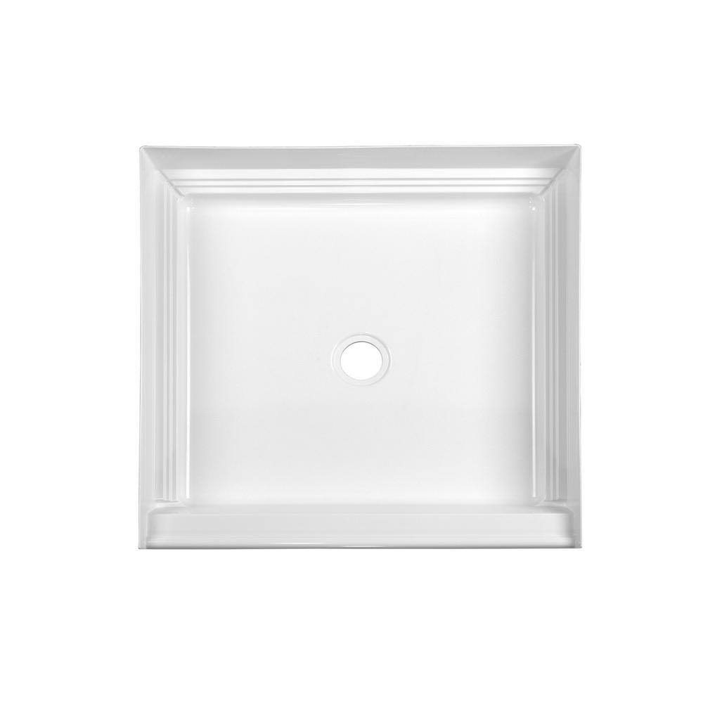 32 in. x 32 in. Single Threshold Center Drain Shower Pan in White A602724