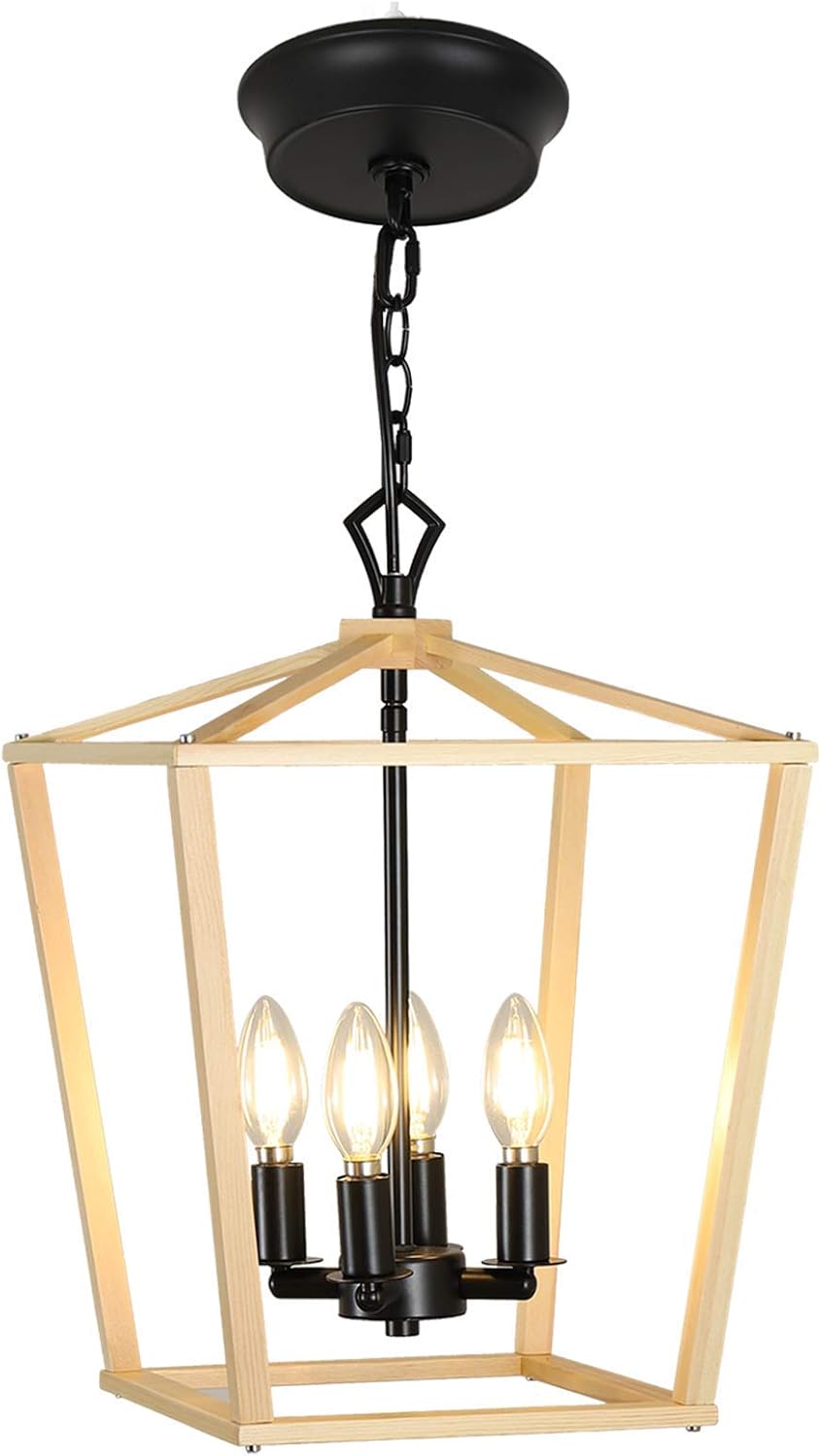 Wooden Lantern Pendant Lighting Ceiling Light Fixture I7439