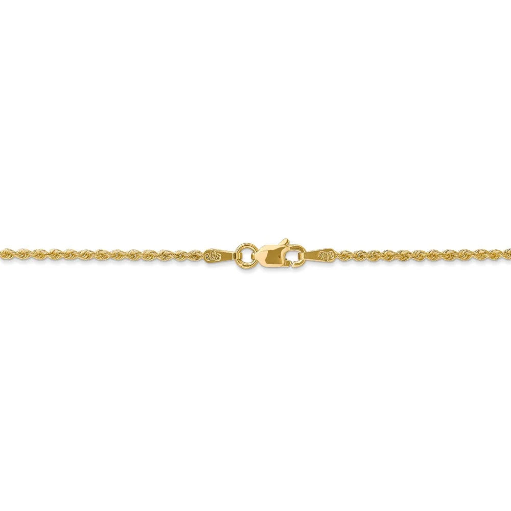 14kt Yellow Gold Rope Chain Anklet 9 inch Lobster Clasp Y438324