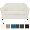 White Striped Polyester 2-Piece Slipcovers J330