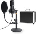 USB Streaming Podcast PC Microphone with Aluminum Storage Case, Studio Cardioid Condenser Mic Kit with Desktop Stand Shock Mount Z8596