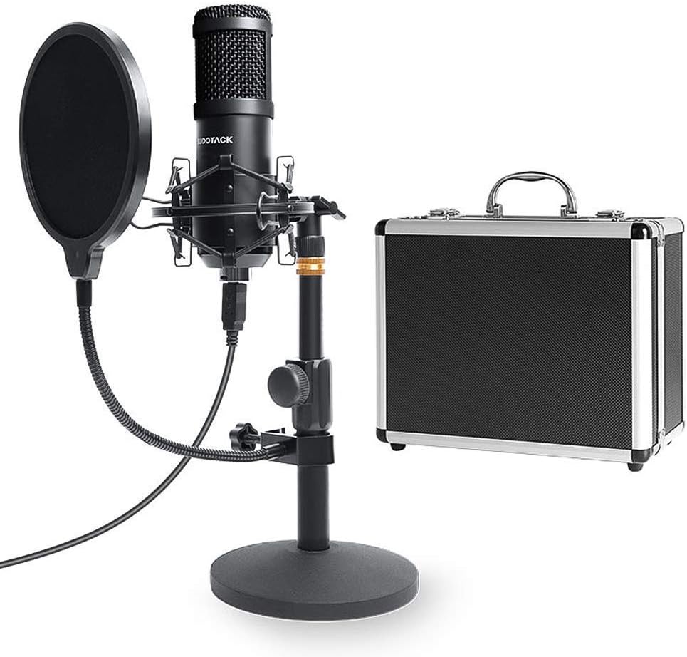 USB Streaming Podcast PC Microphone with Aluminum Storage Case, Studio Cardioid Condenser Mic Kit with Desktop Stand Shock Mount Z8596