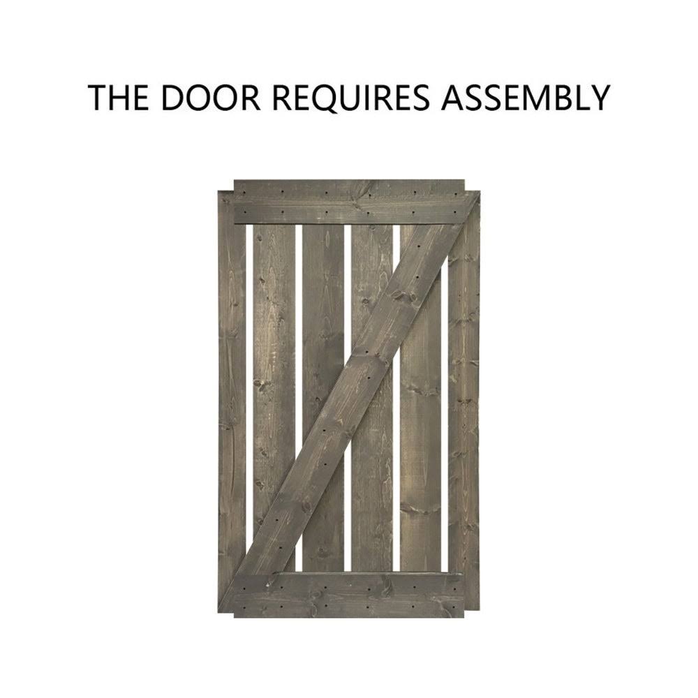 Weather Gray Solid Pine Wood Interior Sliding Barn Door with Hardware Kit T302724
