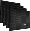 48 Pack Acoustic Foam Panels, 1" X 12" X 12" Black H242