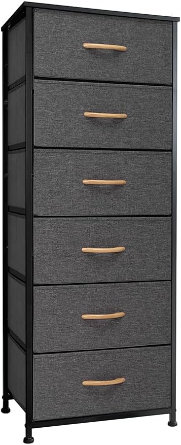 6 Drawers Vertical Dresser Storage Tower with Fabric Bins U583029