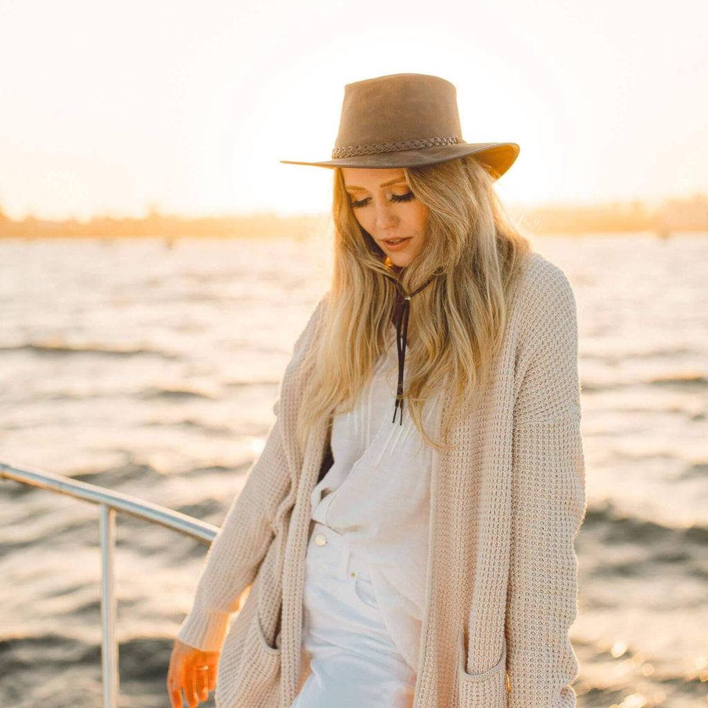 Copper Leather Hat I398
