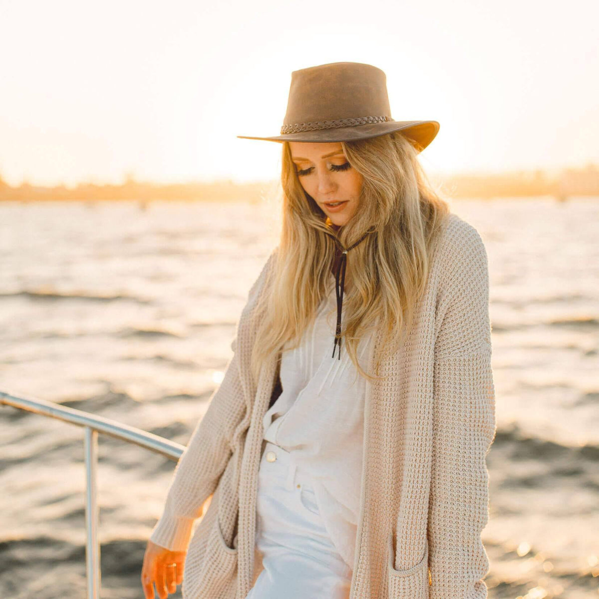 Copper Leather Hat I398