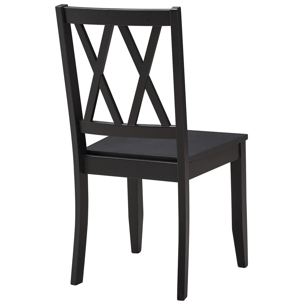 Black Rubberwood Cross Back Dining Chairs Set of 2 Z7495