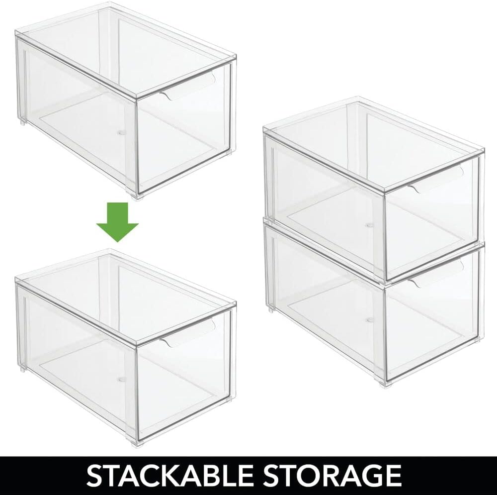 Clear Plastic 4 Pack Stackable Storage Drawer J3107