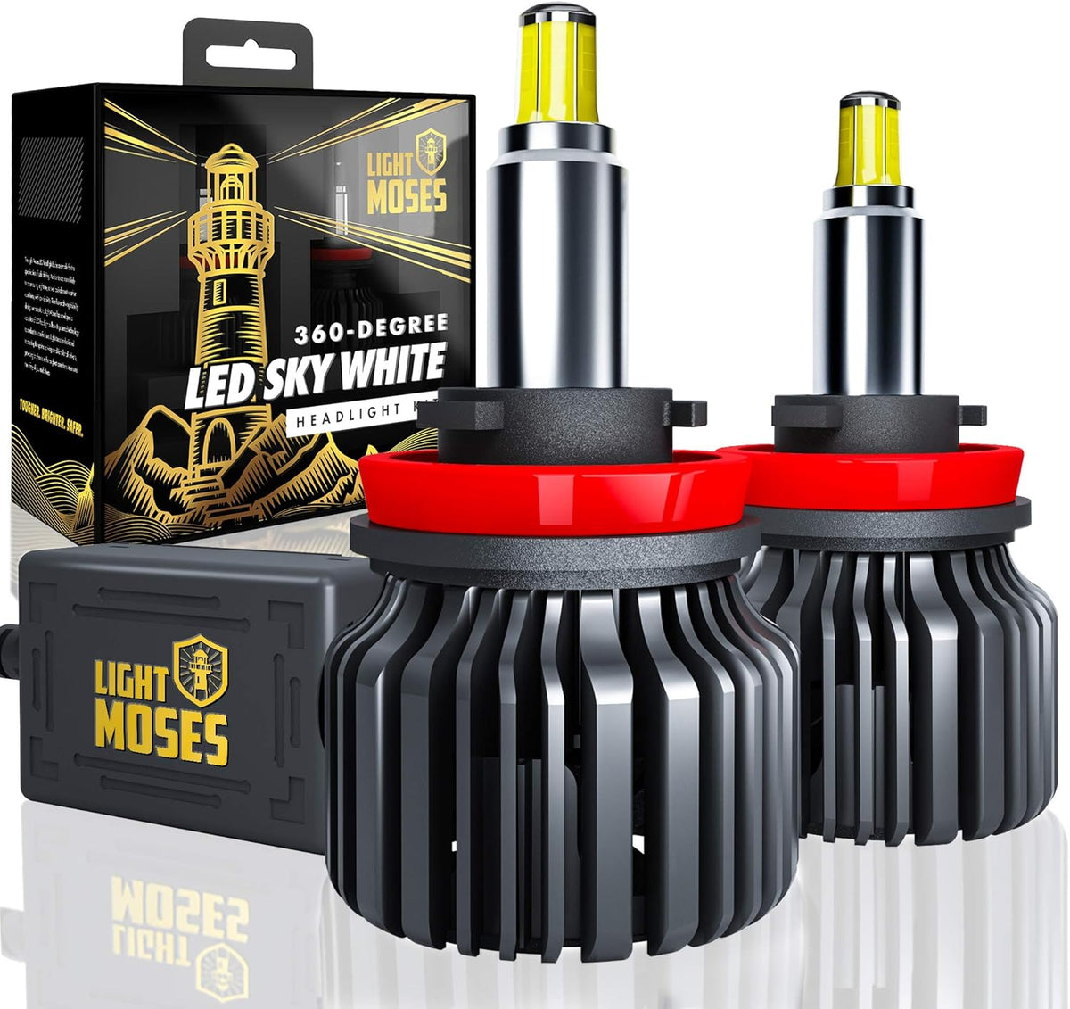 LED Headlight Bulbs 6,000K Sky White 12,000lm 90W High Low beam Pack of 2 U1339