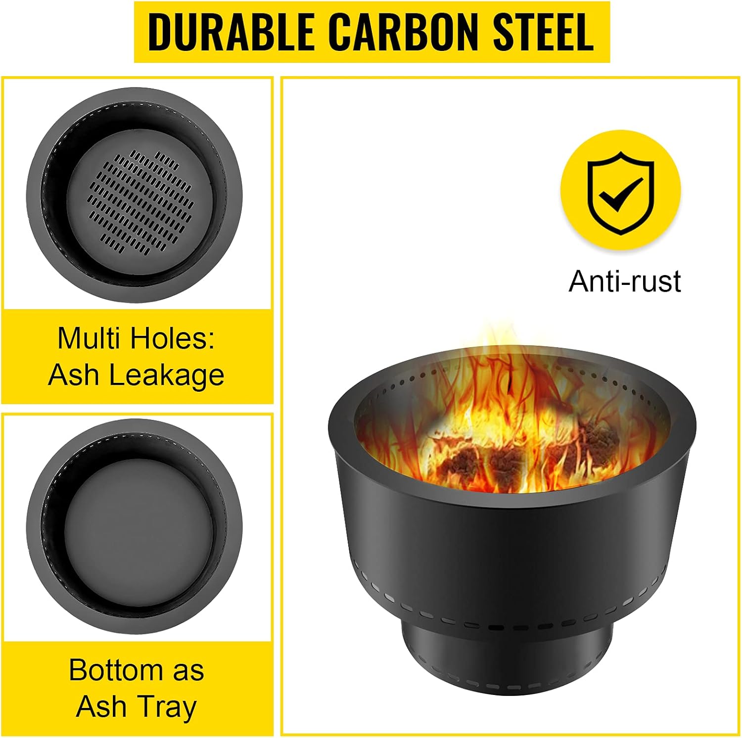 Carbon Steel Smokeless Fire Pit, 13.5 inch Diameter, Portable P5124