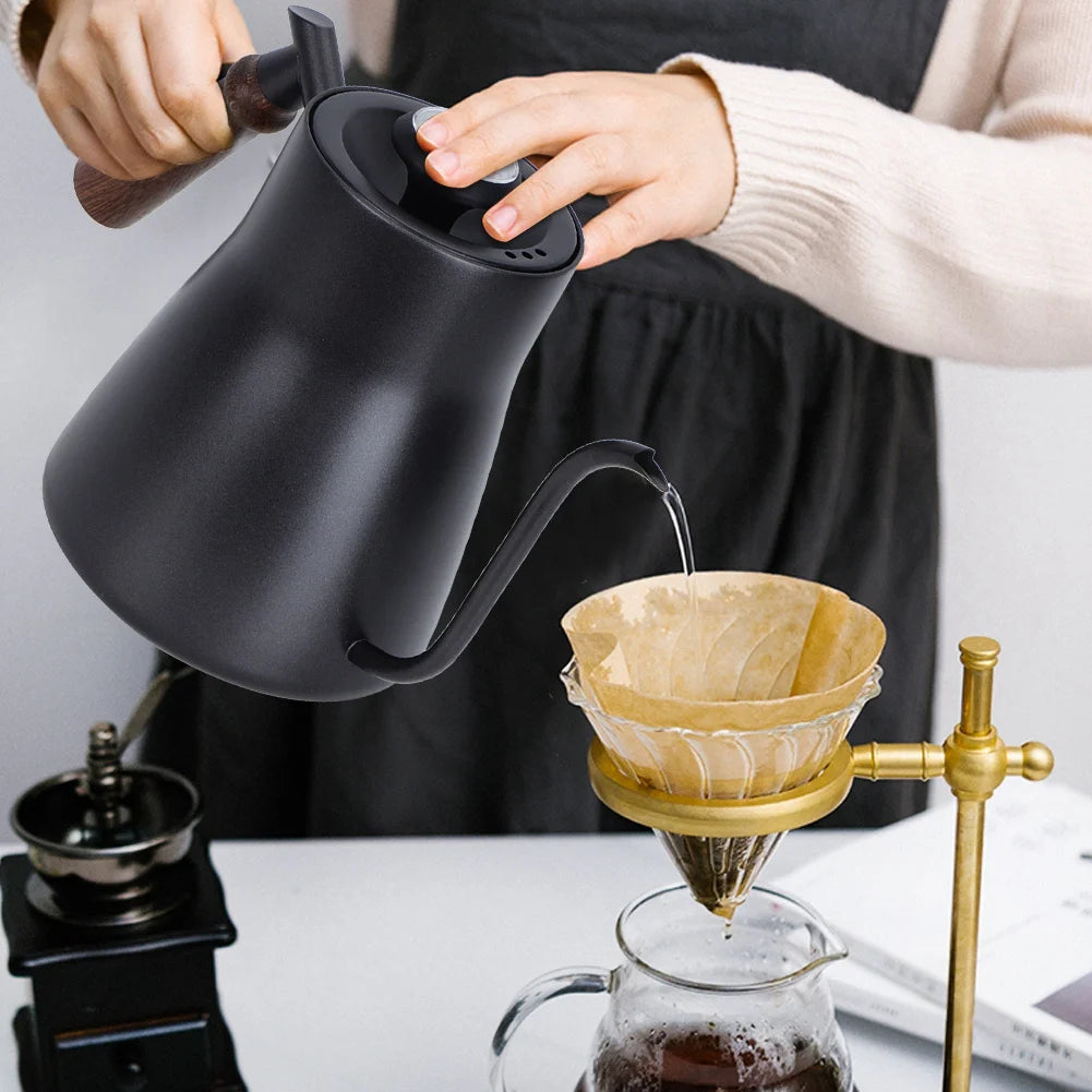 Coffee Pot with Wooden Handle and Thermometer E592
