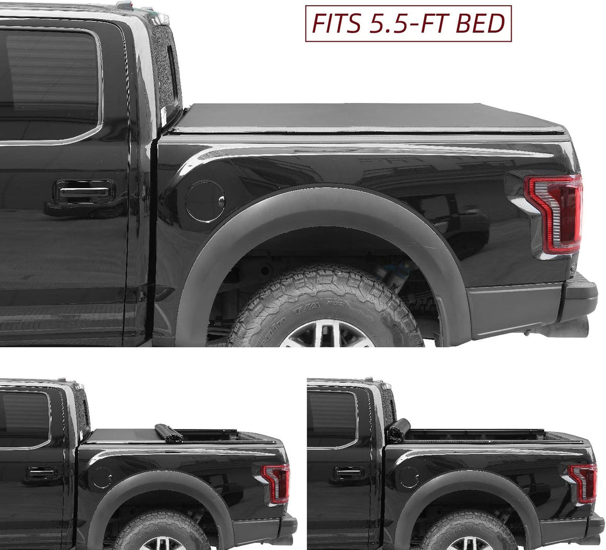 Soft Tri-Fold Truck Bed Tonneau Cover for 2015-2021 F150 5.5ft Bed M1124